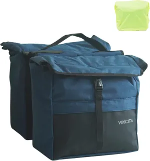 Vincita Top Load Double Pannier Water Resistant Cycling Side Bags - 12 L with Rain Cover, Large, Carrying Handle, Reflective Spots - Bike Rack Carrier Saddle Bag - Bicycle Accessories…