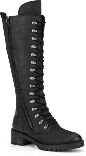 VINTAGE FOUNDRY CO. EST. 2014 Womens Henrietta Tall, Round Toe Boots, Microfleece Lining, Flats Thermoplastic Rubber Outsole