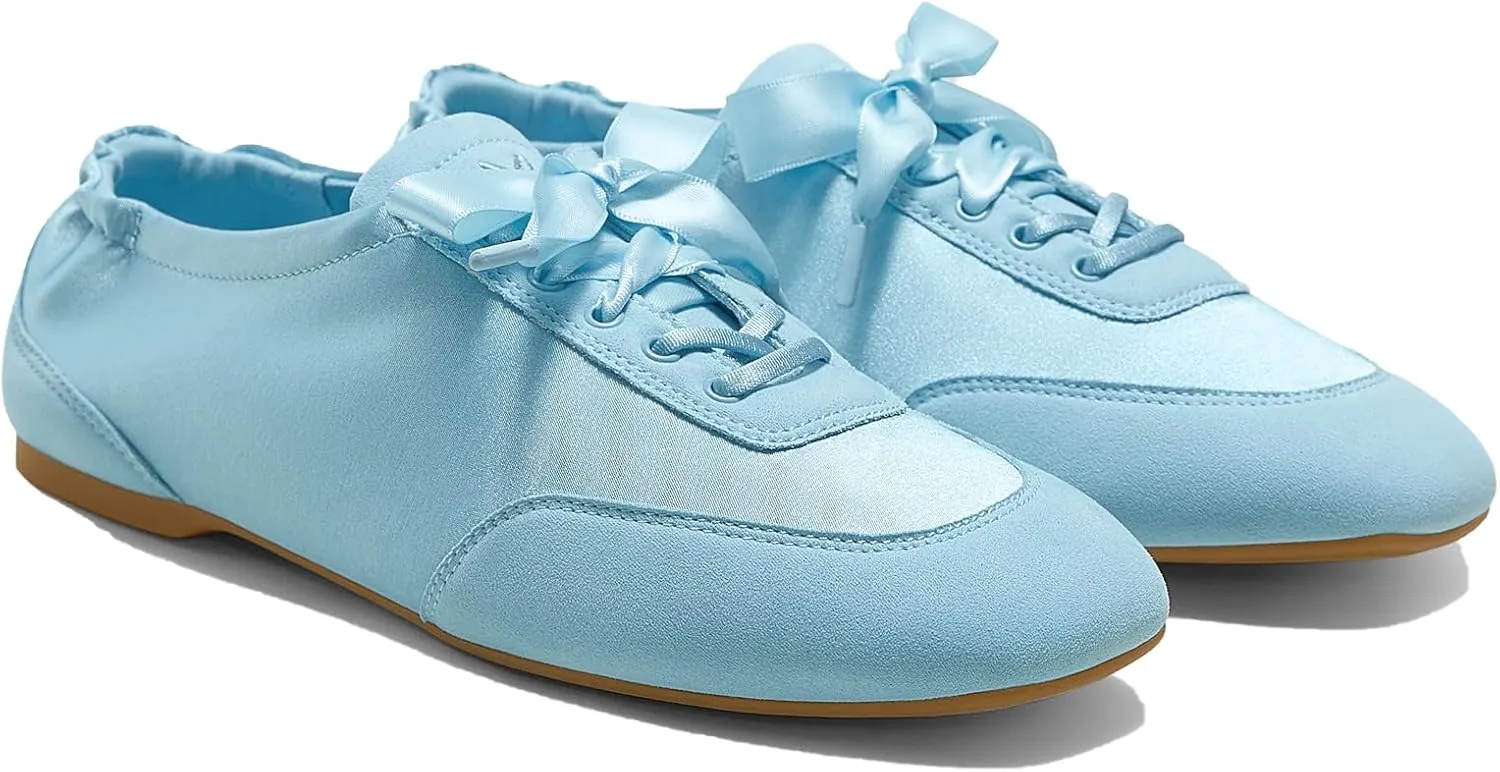 VIVAIA Cristina Square-Toe Lace-Up Satin Sneakerina