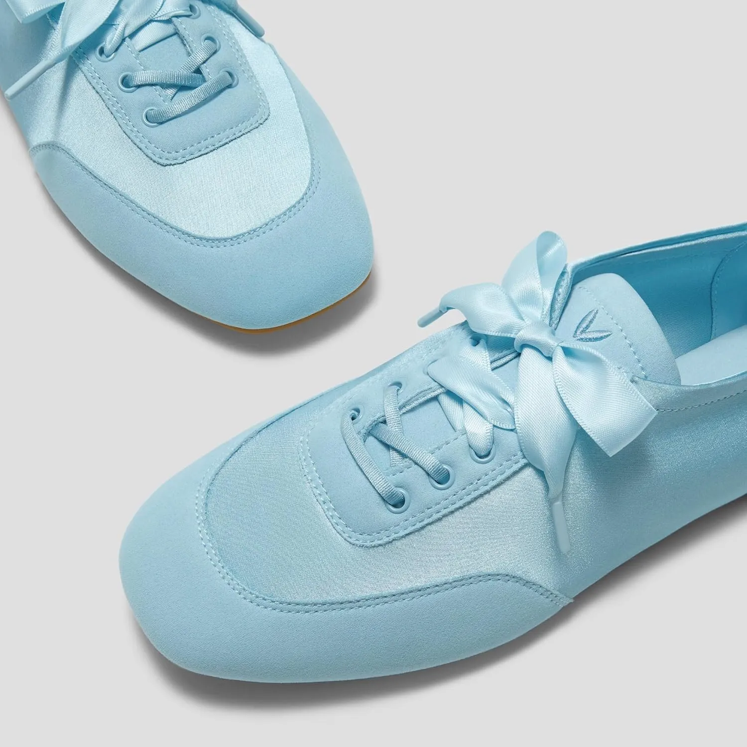 VIVAIA Cristina Square-Toe Lace-Up Satin Sneakerina