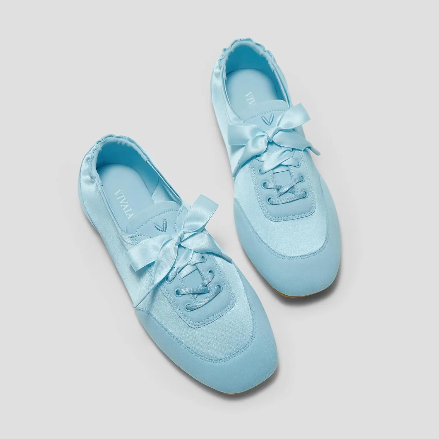 VIVAIA Cristina Square-Toe Lace-Up Satin Sneakerina