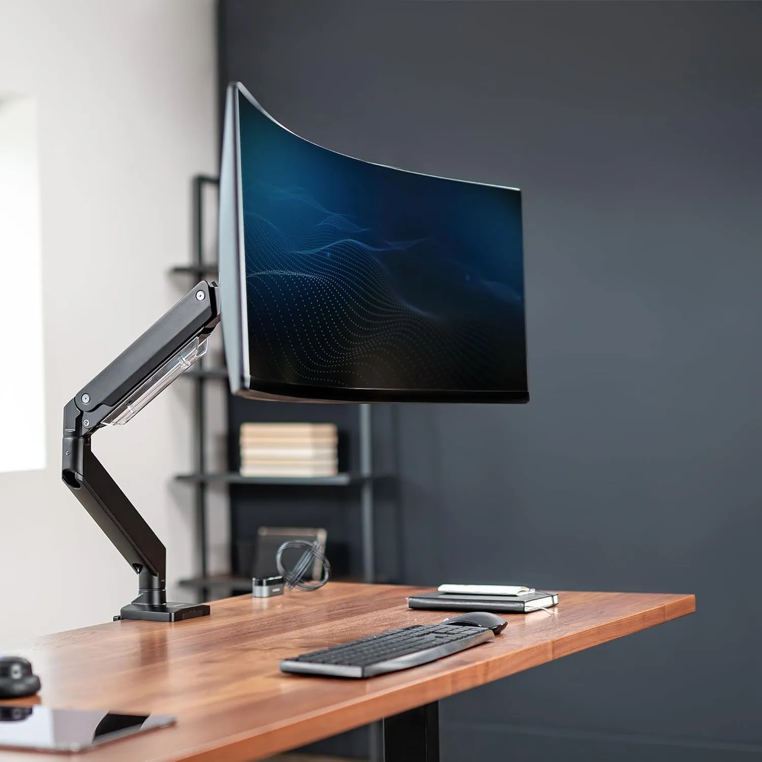 VIVO Premium Aluminum Heavy Duty Monitor Arm for Ultrawide Screens up to 49 inches and 33 lbs, Single Desk Mount, Pneumatic Height, Max VESA 100x100, Black, STAND-V101G1