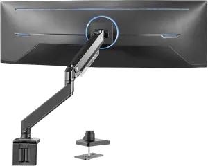 VIVO Premium Aluminum Heavy Duty Monitor Arm for Ultrawide Screens up to 49 inches and 33 lbs, Single Desk Mount, Pneumatic Height, Max VESA 100x100, Black, STAND-V101G1