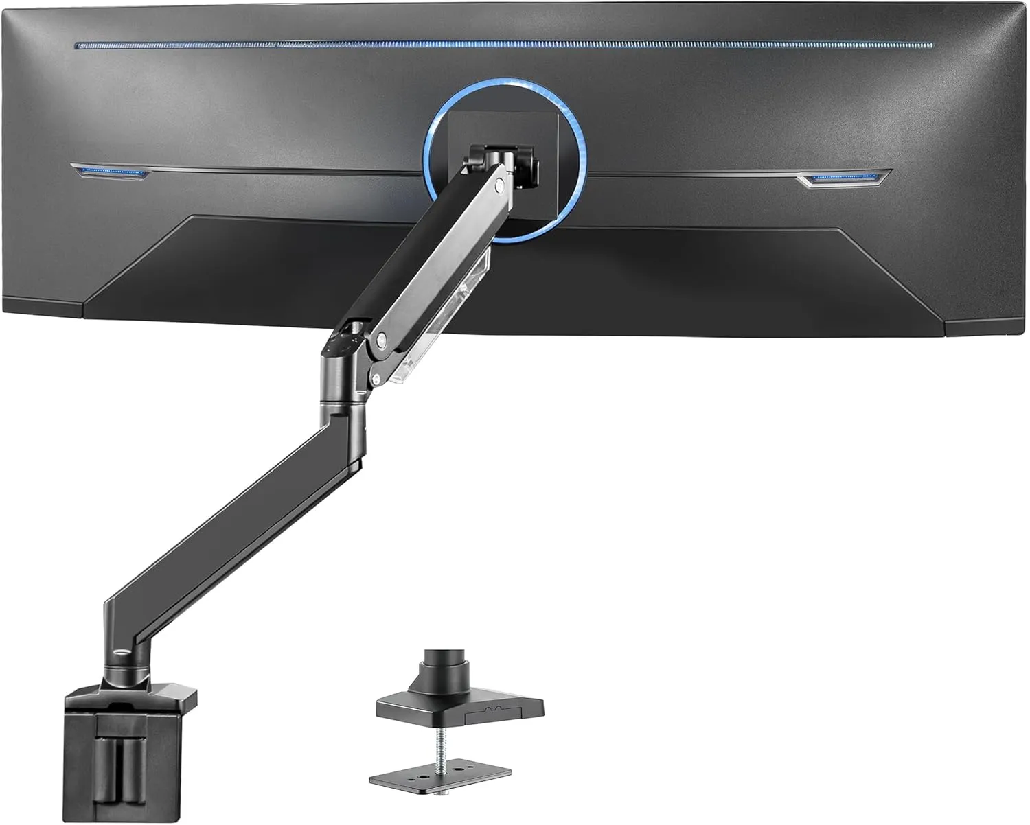 VIVO Premium Aluminum Heavy Duty Monitor Arm for Ultrawide Screens up to 49 inches and 33 lbs, Single Desk Mount, Pneumatic Height, Max VESA 100x100, Black, STAND-V101G1
