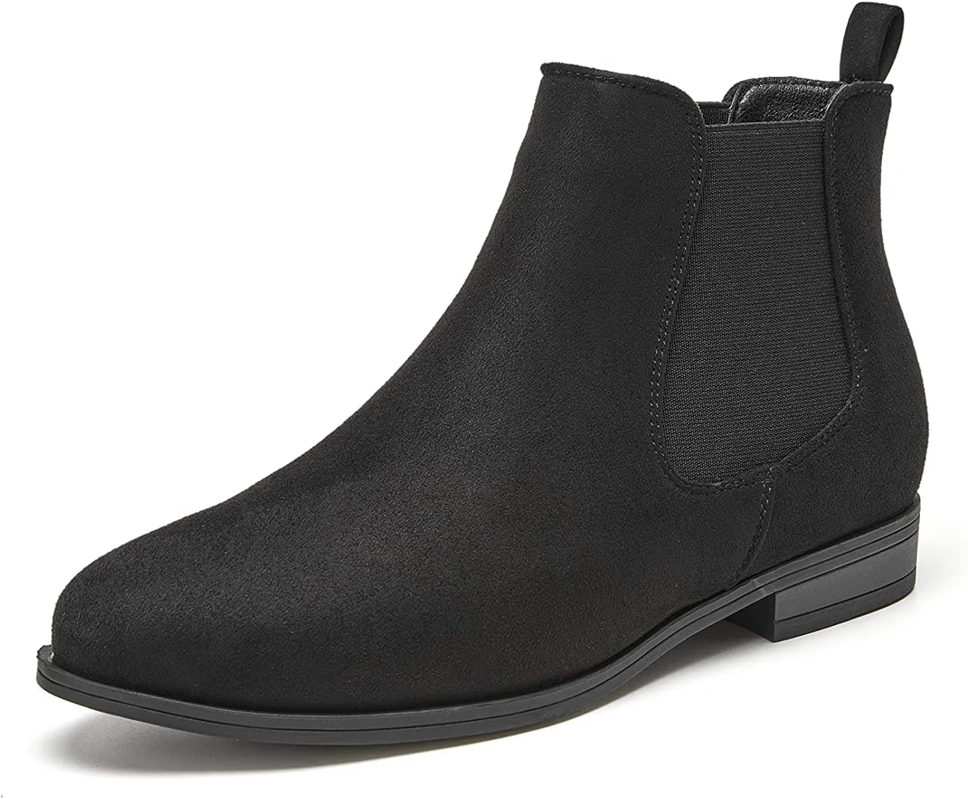 VJH confort Women's Slip on Ankle Boot, Western Almond Round Toe Low Heel Elastic Chelsea Bootie