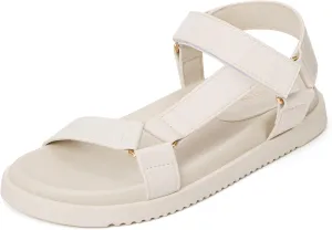 vodvob Women Trendy Summer Slip on Flat Sandals Adjustable Straps Comfort