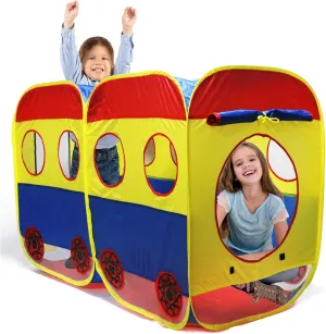 Vokodo Kids Pop Up School Bus Play Tent Magical Playhouse Folding Indoor Outdoor Bright Colors Boosts Imagination Creativity Learning Toy Perfect Pretend Play Gift for Children Toddlers Boys Girls