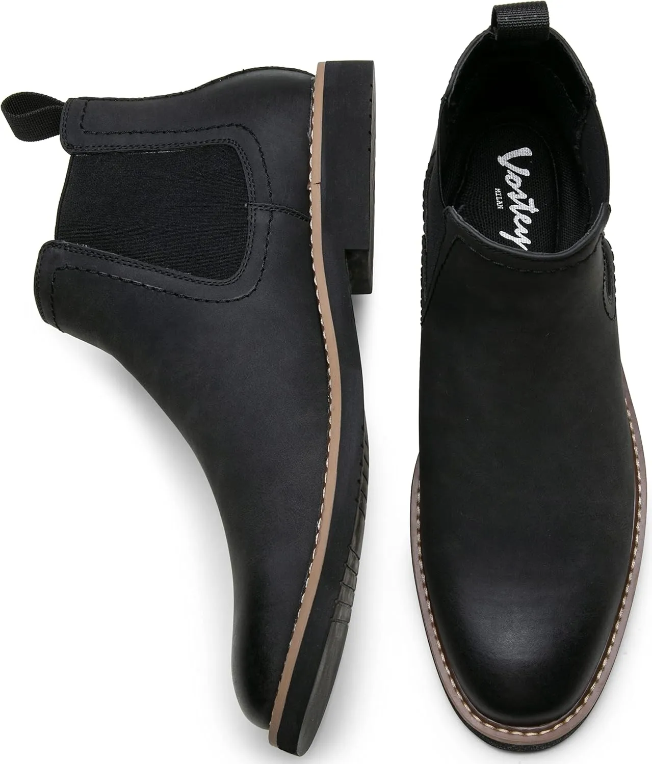 Vostey Chelsea Boots Men Casual Dress Boots Black Ankle Classic Slip on Boots for Men