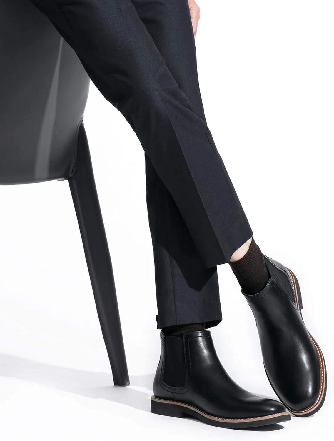 Vostey Chelsea Boots Men Casual Dress Boots Black Ankle Classic Slip on Boots for Men