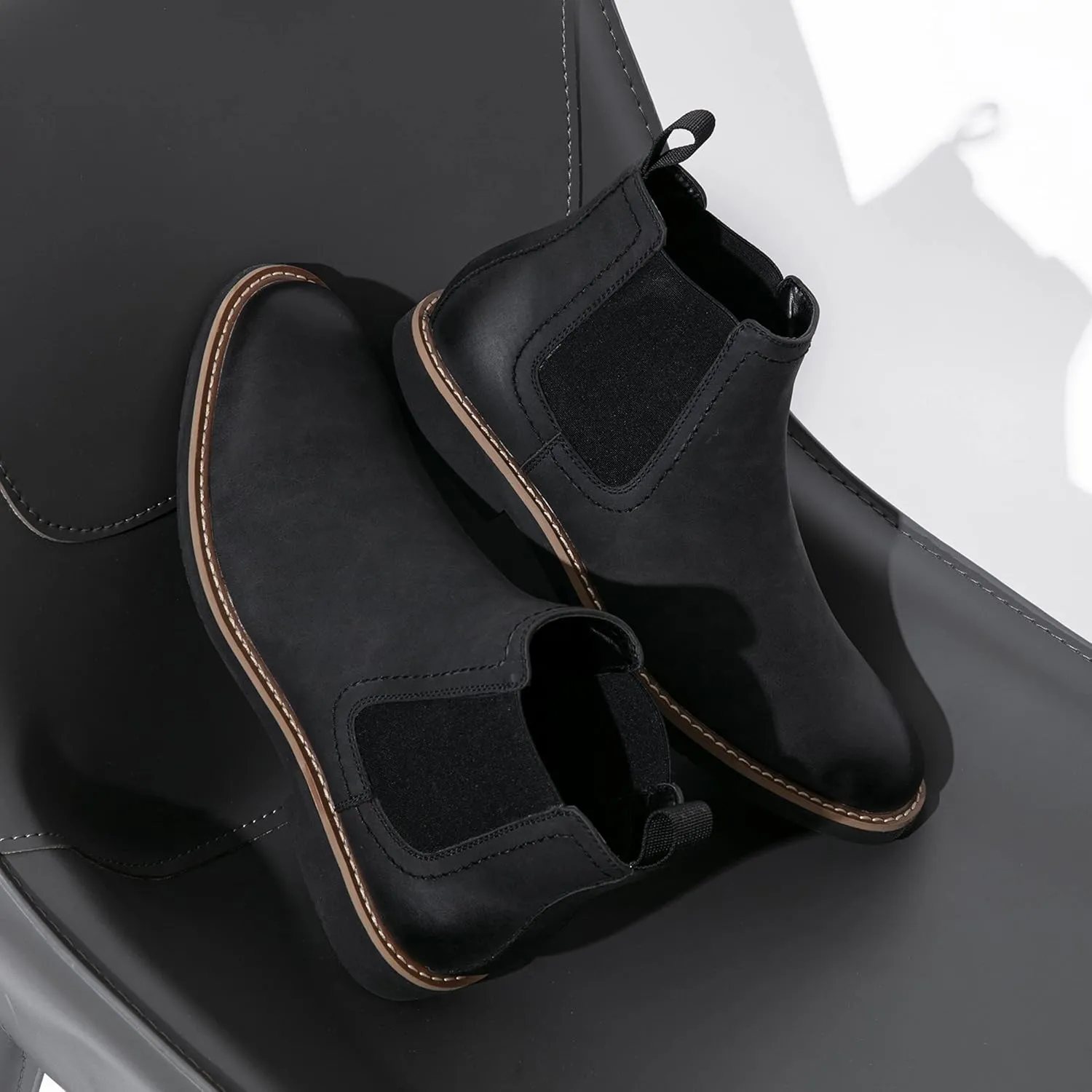 Vostey Chelsea Boots Men Casual Dress Boots Black Ankle Classic Slip on Boots for Men
