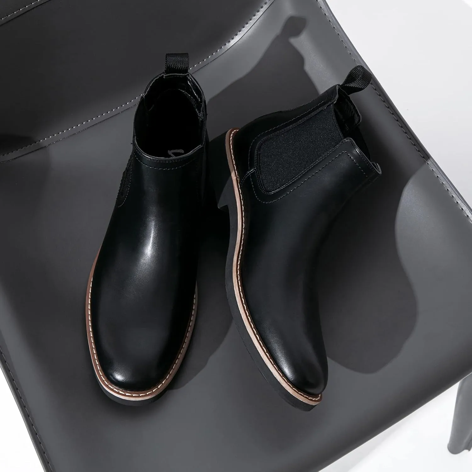 Vostey Chelsea Boots Men Casual Dress Boots Black Ankle Classic Slip on Boots for Men