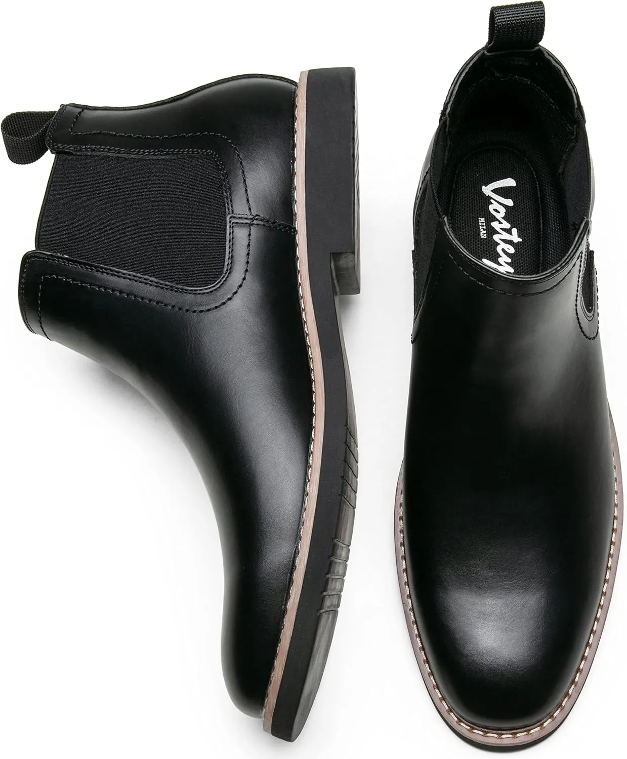 Vostey Chelsea Boots Men Casual Dress Boots Black Ankle Classic Slip on Boots for Men
