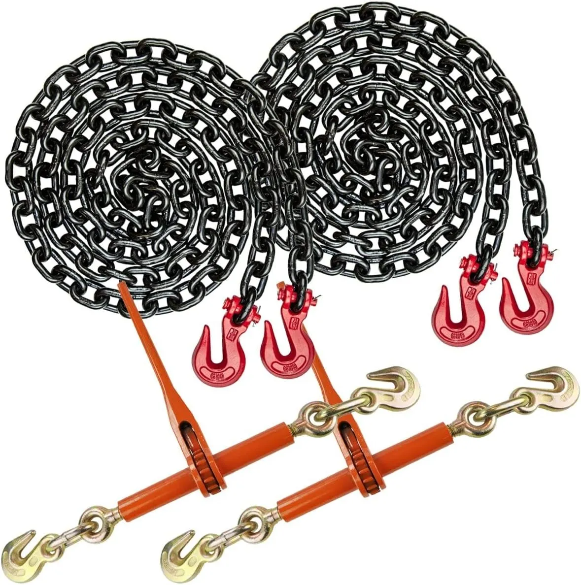 VULCAN Chain and Binder Kit - Grade 80-3/8 Inch x 10 Foot - Includes 2 Chains and 2 Binders - 7,100 Pound Safe Working Load
