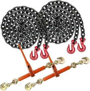 VULCAN Chain and Binder Kit - Grade 80-3/8 Inch x 10 Foot - Includes 2 Chains and 2 Binders - 7,100 Pound Safe Working Load