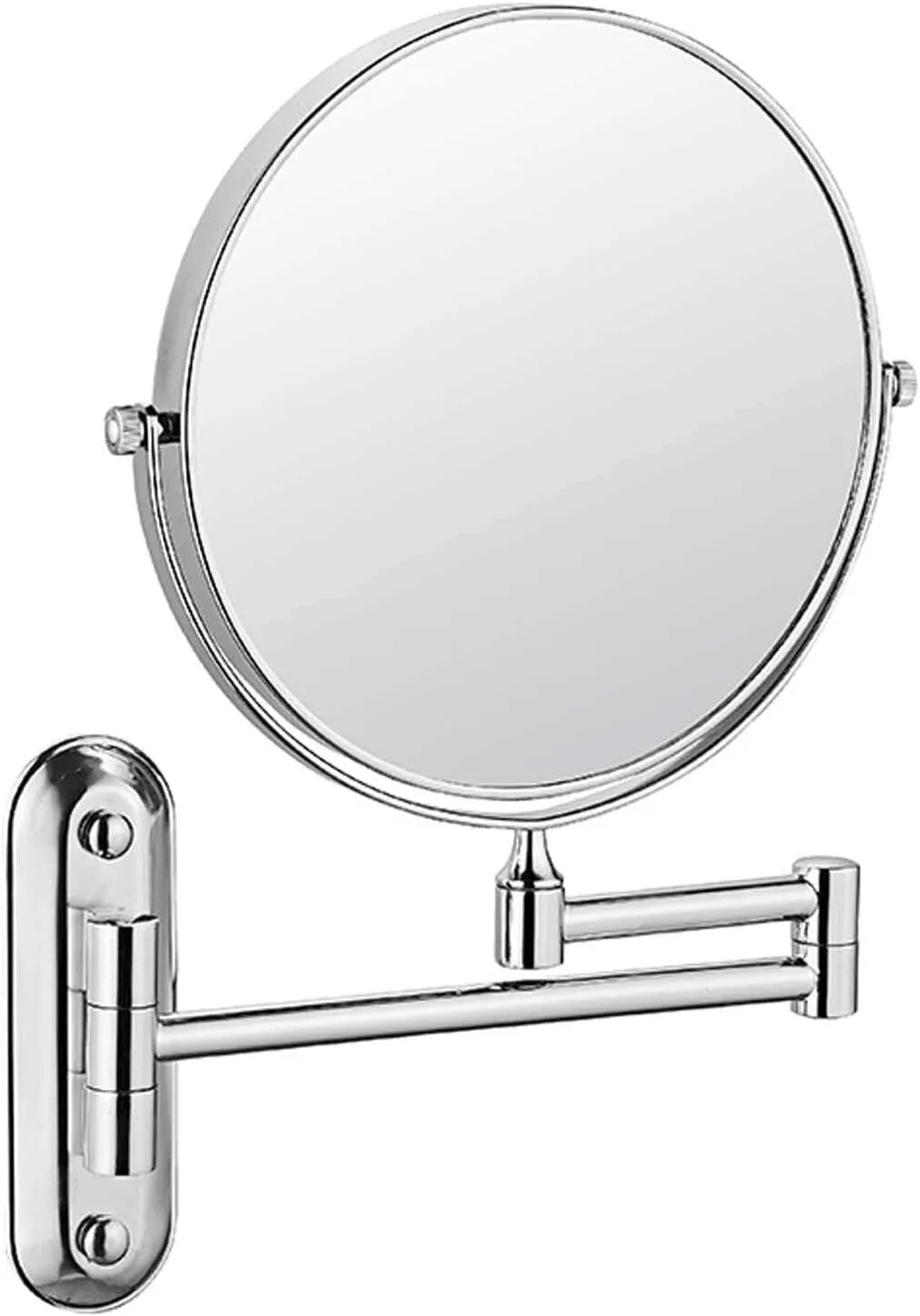 Wall Mounted Makeup Mirror, 8 Inch Double-Sided 1X/10X Magnification, 360° Swivel Vanity Mirror, Stainless Steel