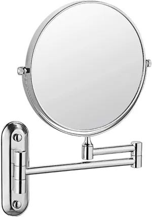 Wall Mounted Makeup Mirror, 8 Inch Double-Sided 1X/10X Magnification, 360° Swivel Vanity Mirror, Stainless Steel