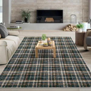 Washable 5 x 7 Area Rugs for Bedroom Modern Accent Rug Non Slip Indoor Soft Throw Rugs Low Pile Farmhouse Stain Resistant Carpet for Living Room Office Dorm Nursery, Black&Brown
