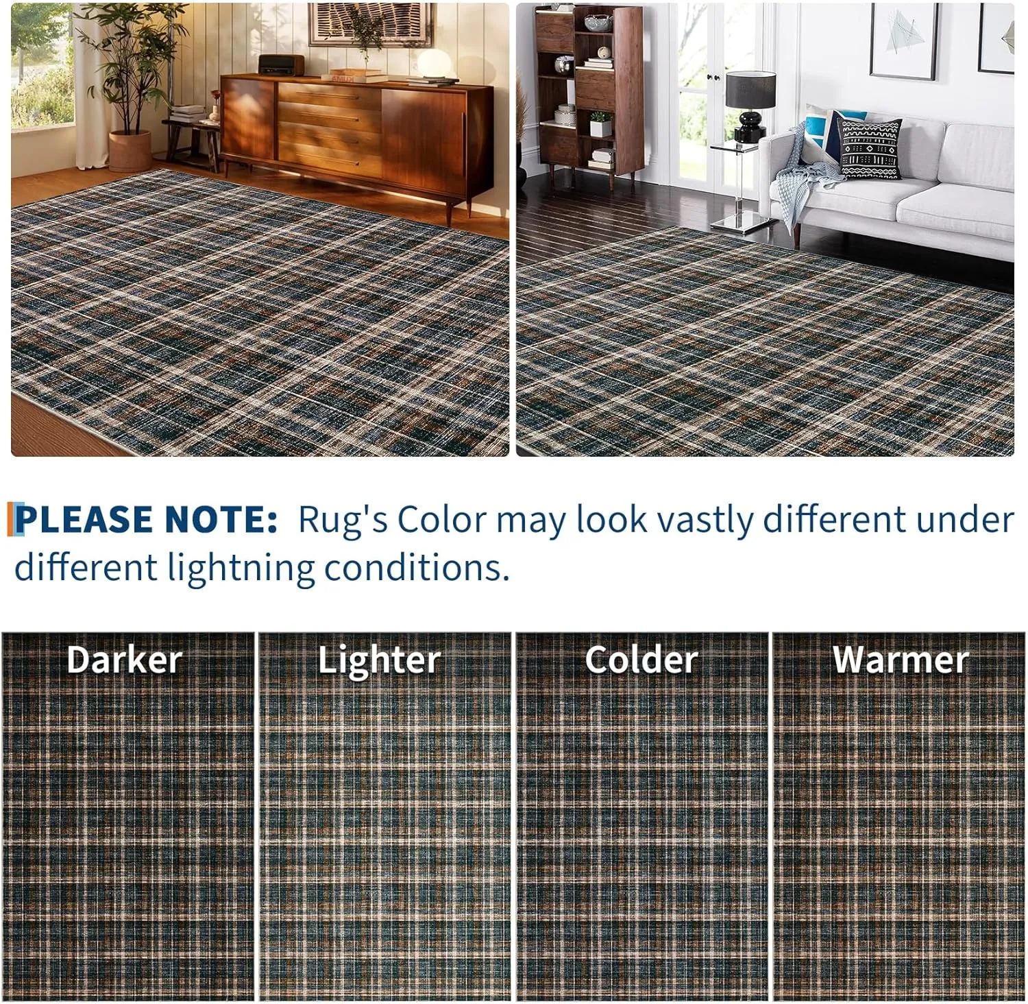 Washable 5 x 7 Area Rugs for Bedroom Modern Accent Rug Non Slip Indoor Soft Throw Rugs Low Pile Farmhouse Stain Resistant Carpet for Living Room Office Dorm Nursery, Black&Brown
