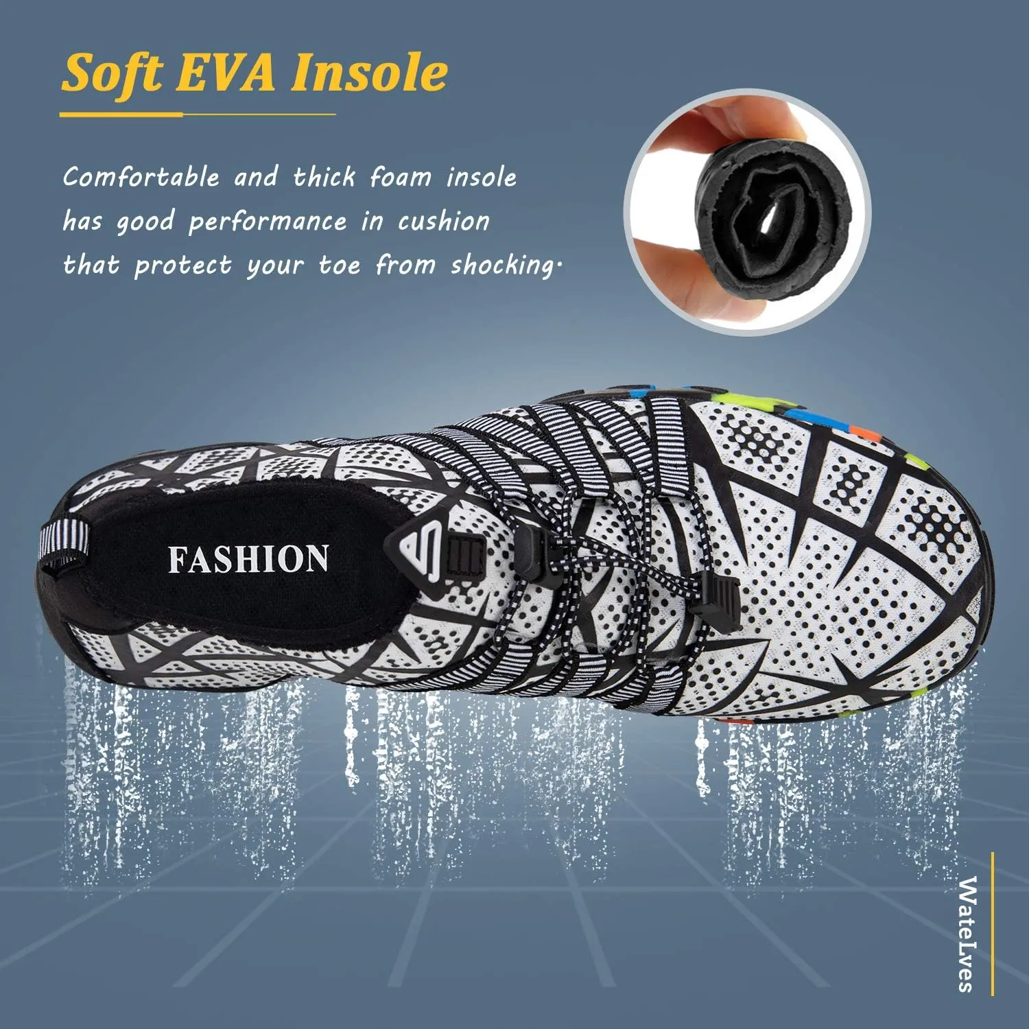 WateLves Water Shoes Mens Womens Barefoot Beach Swim Shoes Quick-Dry Aqua Socks for Surf Pool Yoga Water Aerobics