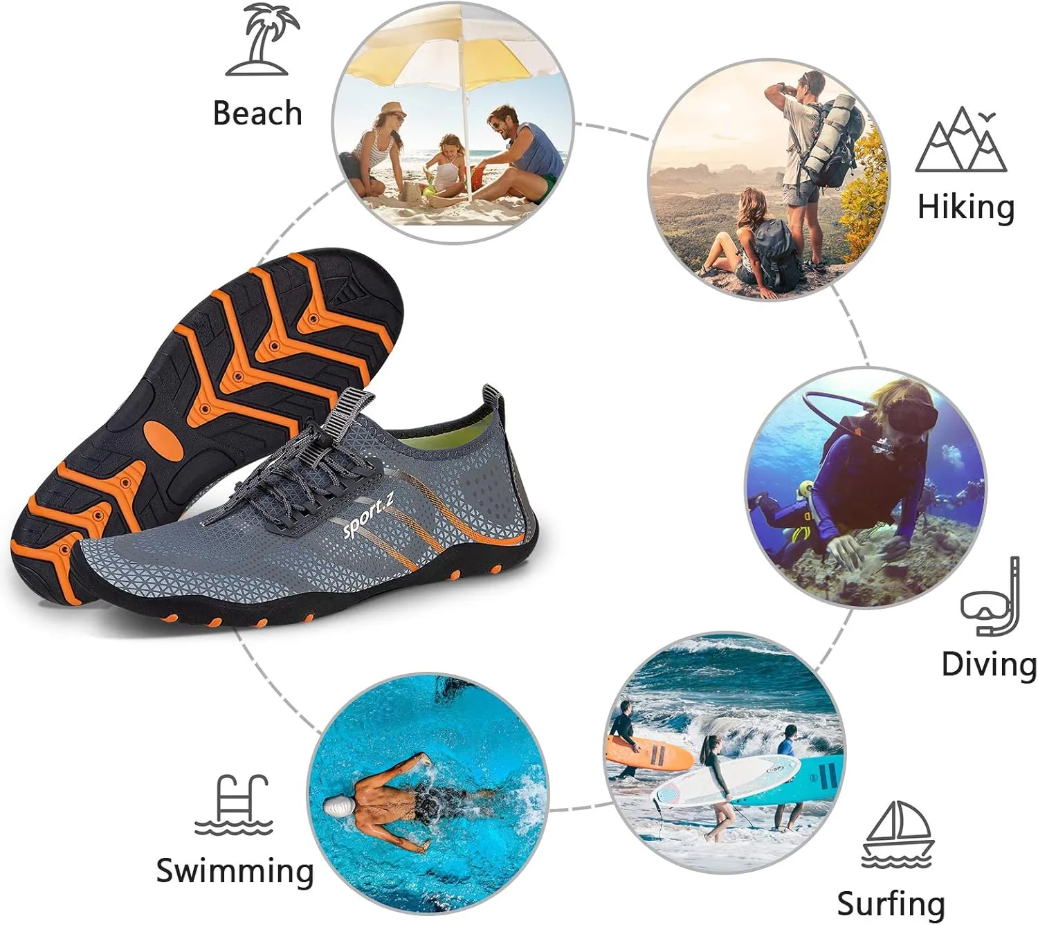 WateLves Water Shoes Mens Womens Barefoot Beach Swim Shoes Quick-Dry Aqua Socks for Surf Pool Yoga Water Aerobics