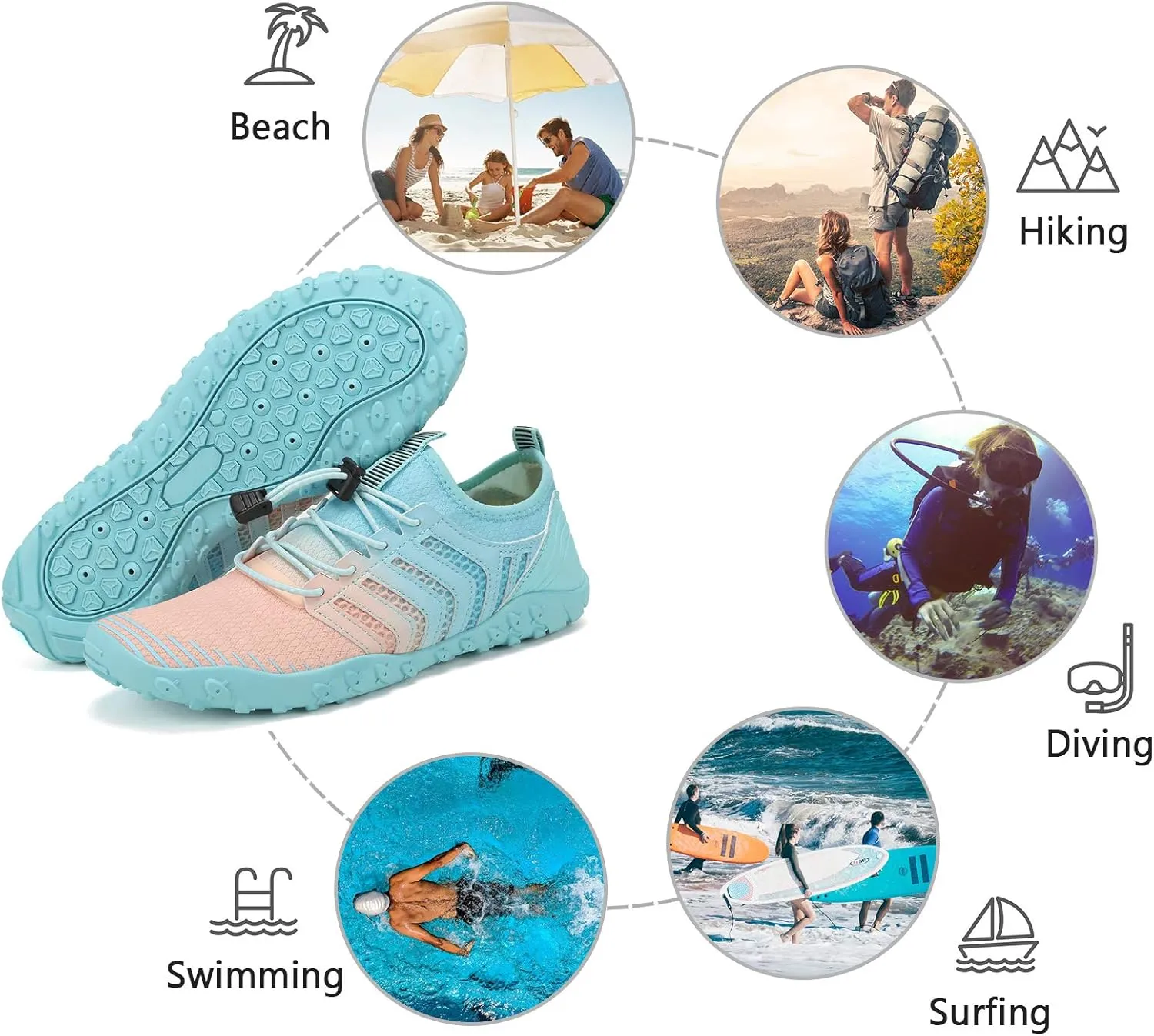 WateLves Water Shoes Mens Womens Barefoot Beach Swim Shoes Quick-Dry Aqua Socks for Surf Pool Yoga Water Aerobics