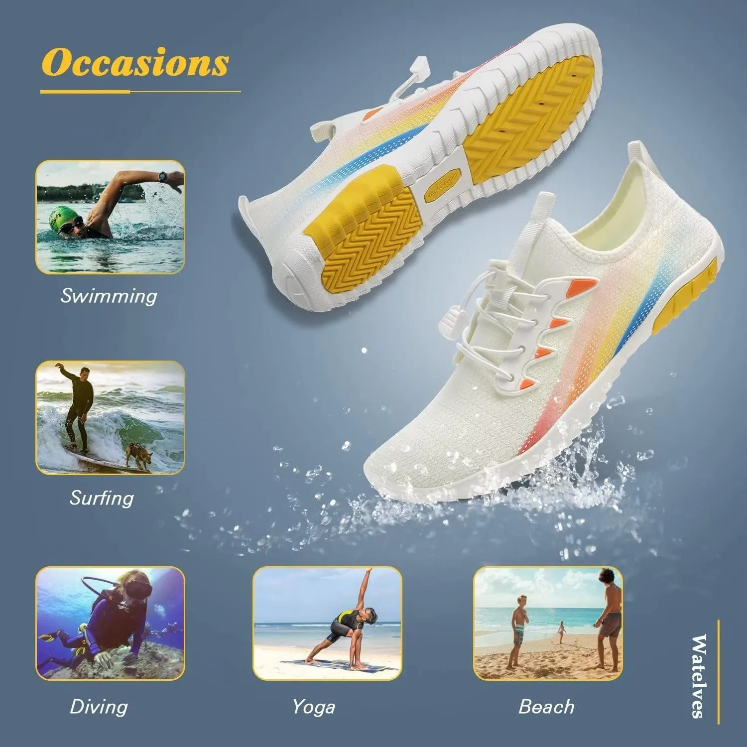 WateLves Water Shoes Mens Womens Beach Swim Shoes Quick-Dry Aqua Socks Pool Shoes for Surf Yoga Water Aerobics