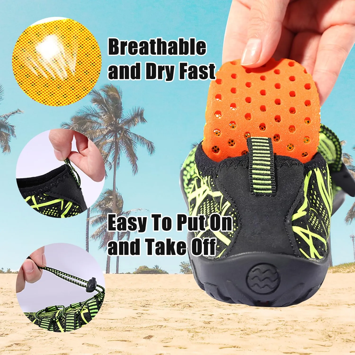 Water Shoes for Women Men, Quick Dry Barefoot Aqua Shoes Beach Swim Sports Outdoor Hiking Diving Surf
