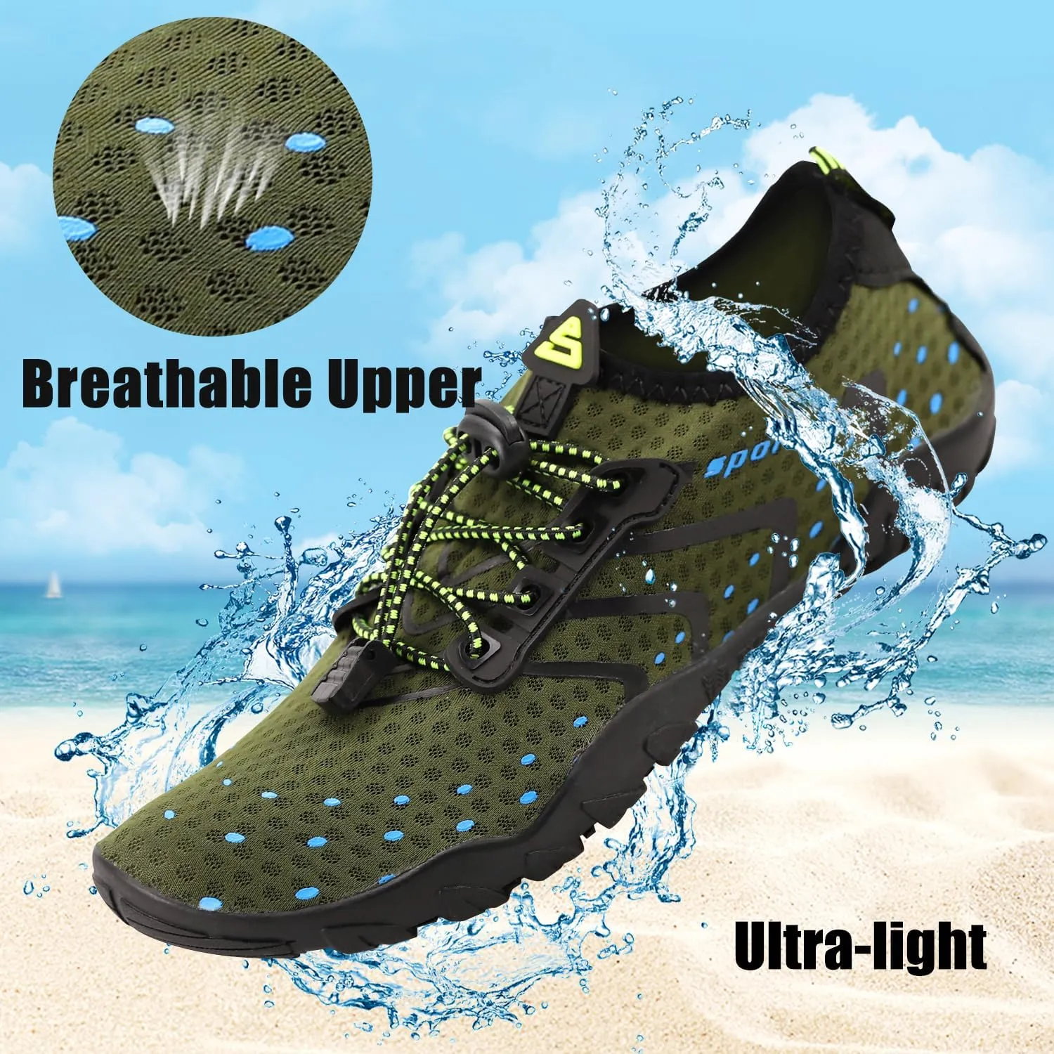 Water Shoes for Women Men, Quick Dry Barefoot Aqua Shoes Beach Swim Sports Outdoor Hiking Diving Surf