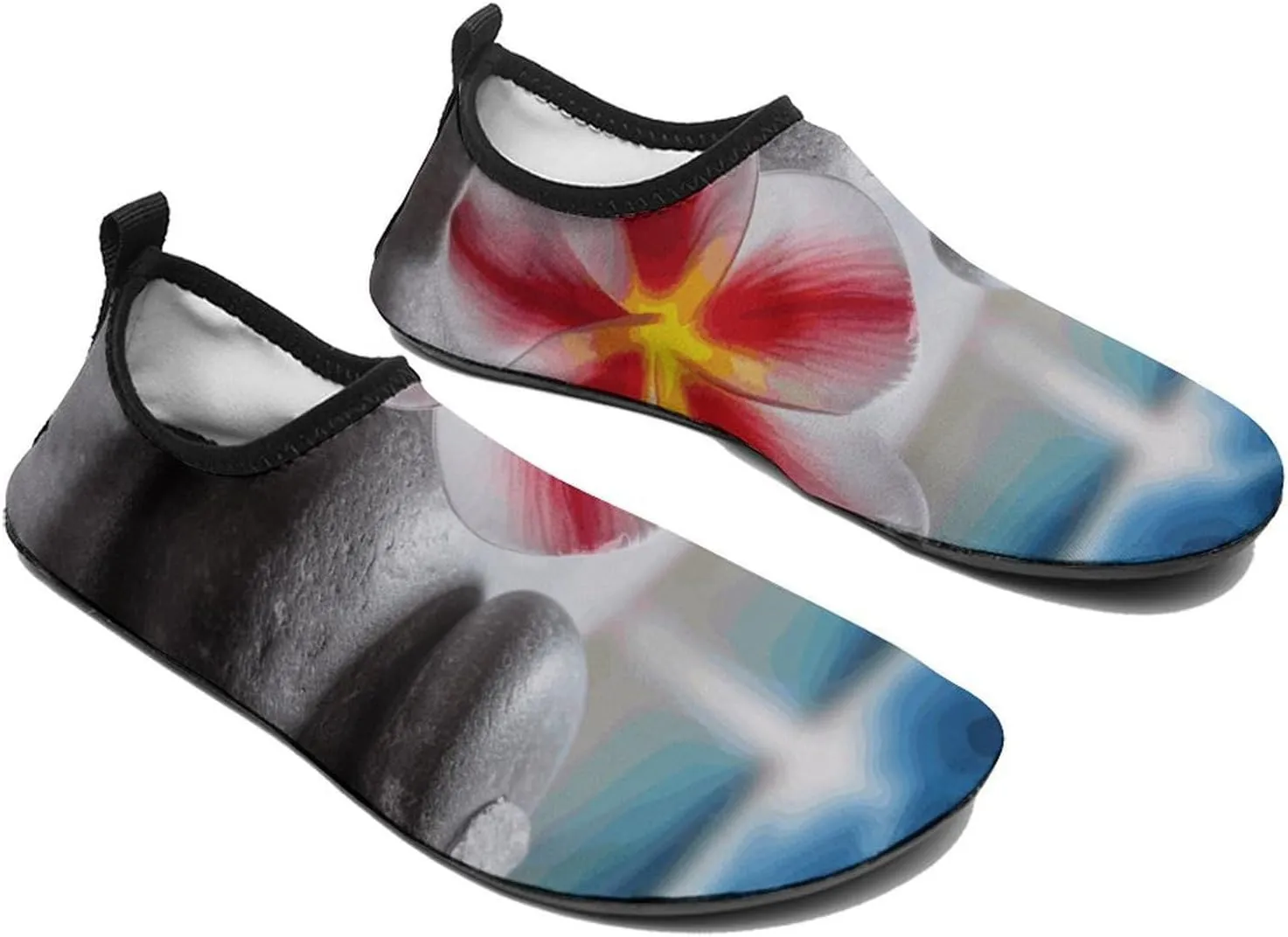 Water Shoes for Women Men Swim Beach Shoes Quick Dry Barefoot Aqua Shoes Tropical Flower and Zen Stone Sport Shoes Hiking Shoes