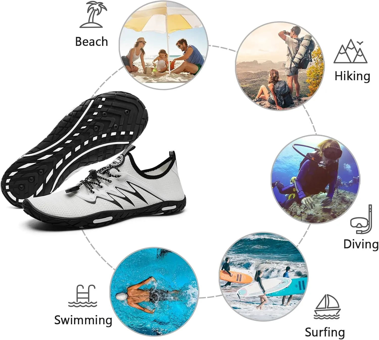 Water Shoes Mens Womens Beach Swim Shoes Quick-Dry Aqua Socks Pool Shoes for Surf Yoga Water Aerobics