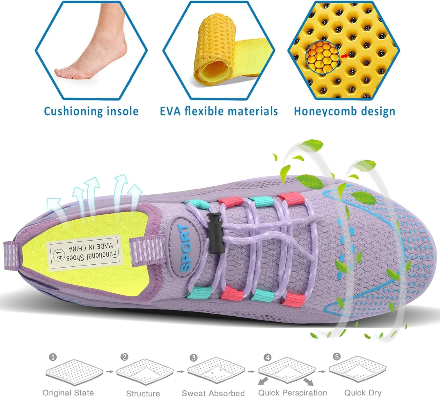 Water Shoes Mens Womens Quick Dry Barefoot Aqua Socks Diving Sports Shoes for Beach Swim Surf Pool Yoga Outdoor Trip