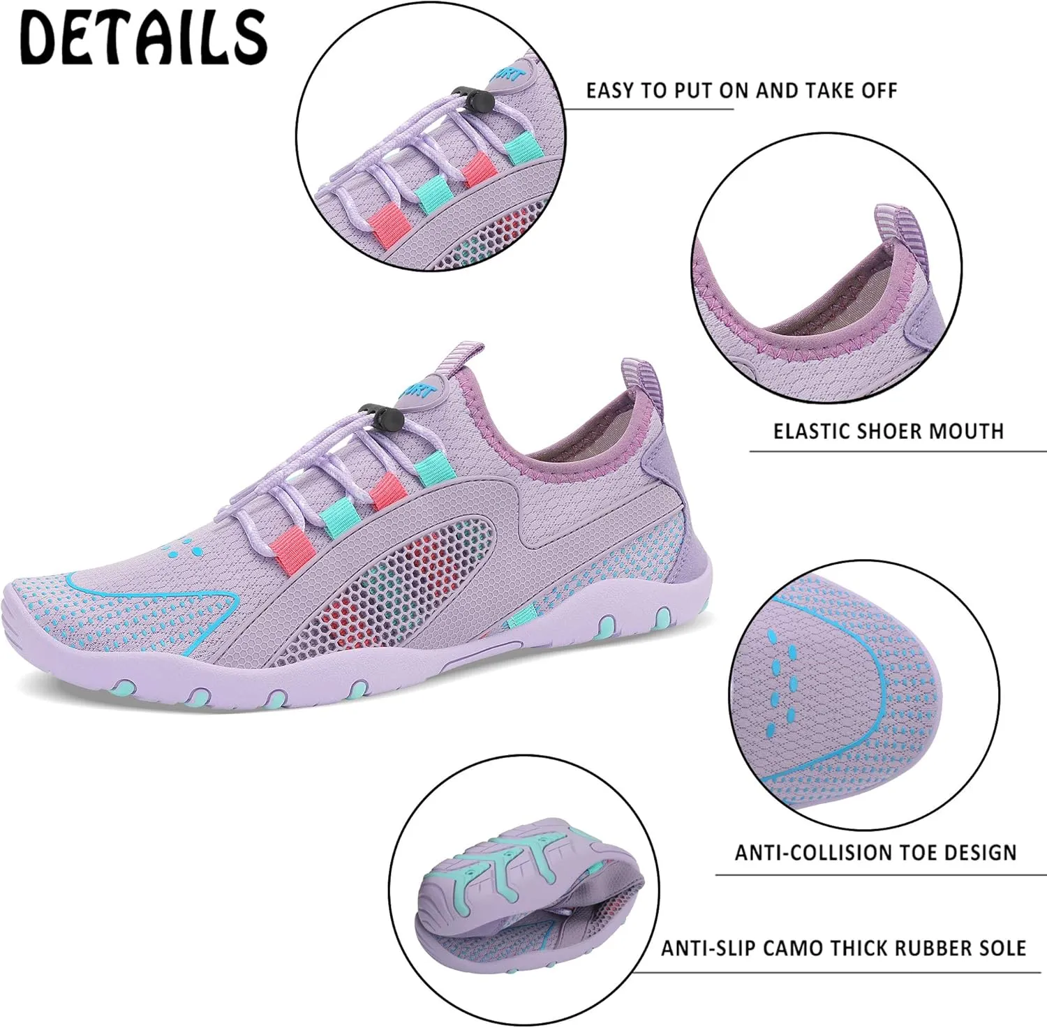 Water Shoes Mens Womens Quick Dry Barefoot Aqua Socks Diving Sports Shoes for Beach Swim Surf Pool Yoga Outdoor Trip