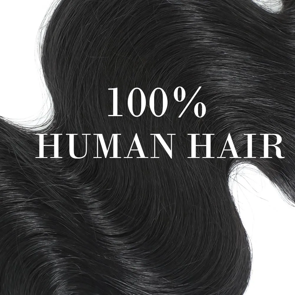 Wavy Clip in Hair Extensions Real Human Hair 8 Pcs 110g with 18 Clips Jet Black Human Hair Clip in Extensions Double Wefts Grade 12A Body Wave Remy Human Hair Extensions for Women (#1,14 Inch)