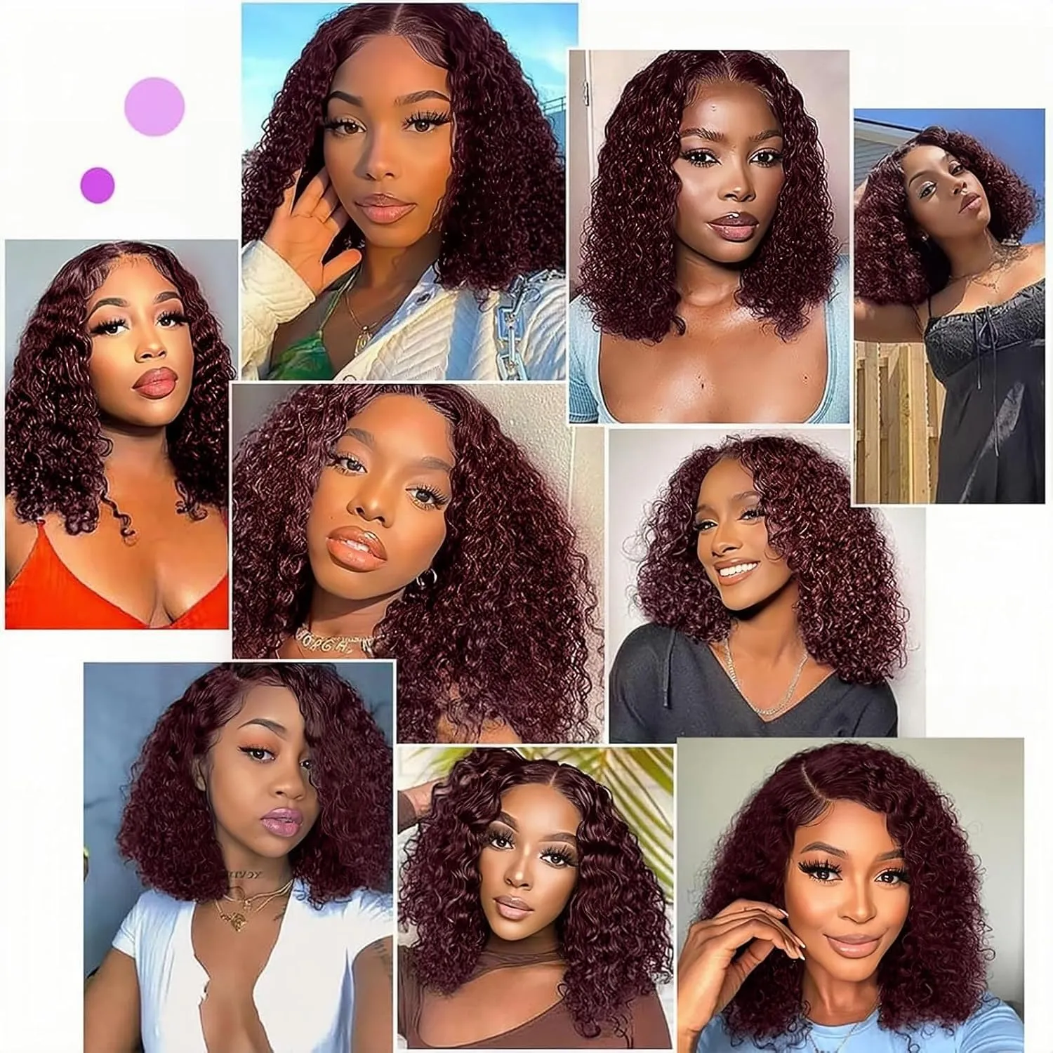 Wear and Go Glueless Wigs Human Hair Pre Plucked Pre Cut Deep Wave Curly Bob Wig Human Hair Glueless 99j Burgundy Short Curly Bob Wigs Upgraded No Glue 4x4 Lace Closure Wig for Black Women