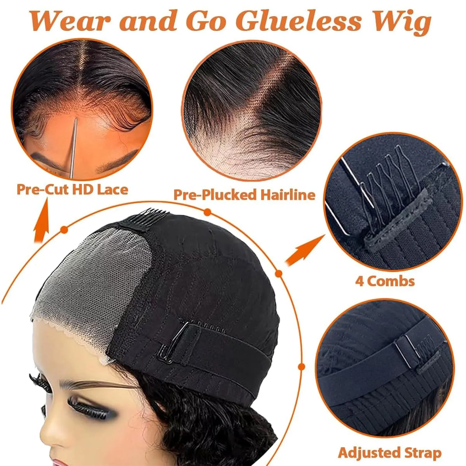 Wear and Go Glueless Wigs Human Hair Pre Plucked Pre Cut Deep Wave Curly Bob Wig Human Hair Glueless 99j Burgundy Short Curly Bob Wigs Upgraded No Glue 4x4 Lace Closure Wig for Black Women