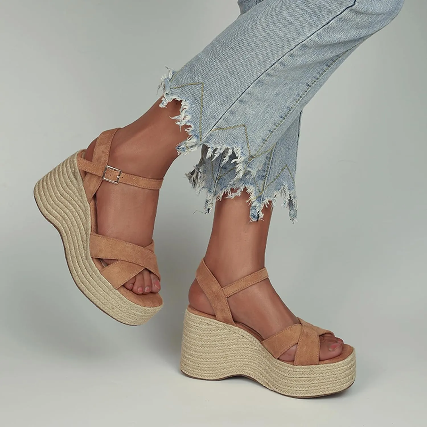 Wedges Sandals Women's Platform Heels Sandals Comfortable Chunky Espadrille Ankle Strap Open Toe Summer Casual Shoes
