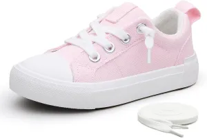 Weestep Kids' Cotton Slip-On Canvas Sneakers - Frayed-Seam Casual Shoes with Optional Laces for Boys and Girls