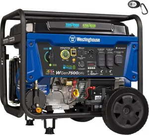 Westinghouse 9500 Peak Watt Dual Fuel Home Backup Portable Generator, Electric Start, Transfer Switch Ready, Gas & Propane Powered, CO Sensor
