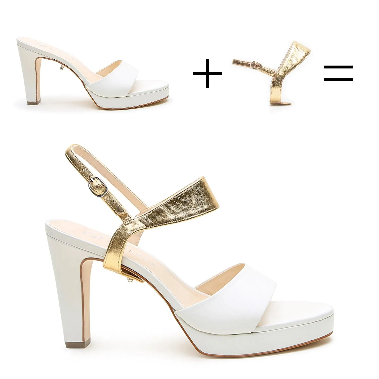 White Lo Platform   Gold Elsie Strap