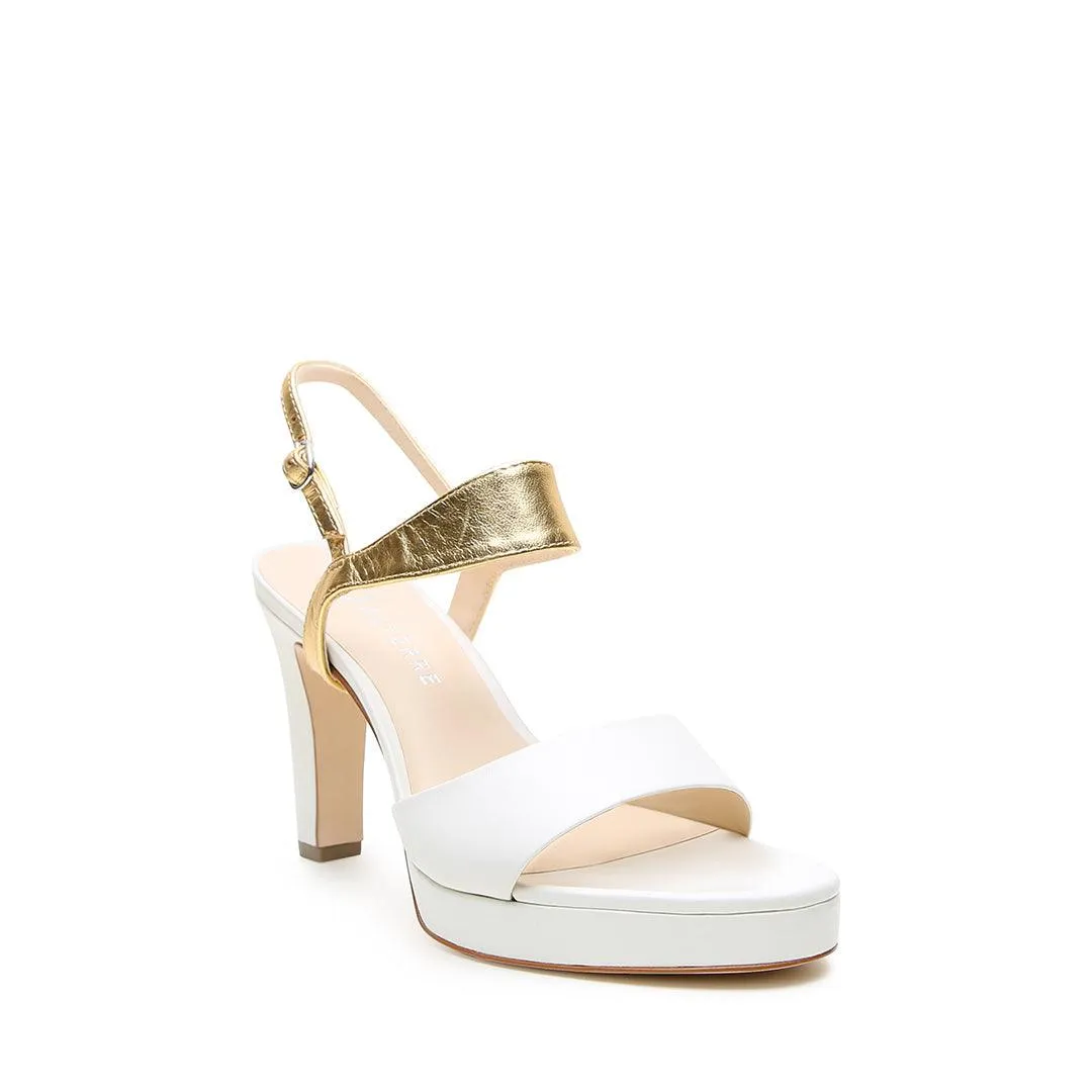 White Lo Platform   Gold Elsie Strap