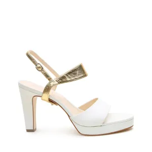 White Lo Platform   Gold Elsie Strap