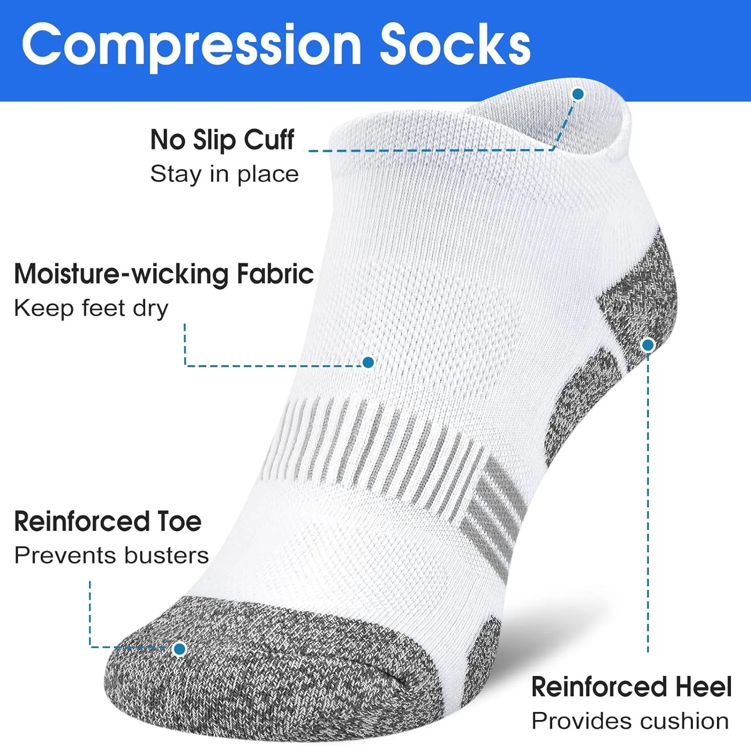 Women Ankle Socks Cushioned Running Athletic Low Cut Gift Socks for Hiking, Sport, Gym, Workout