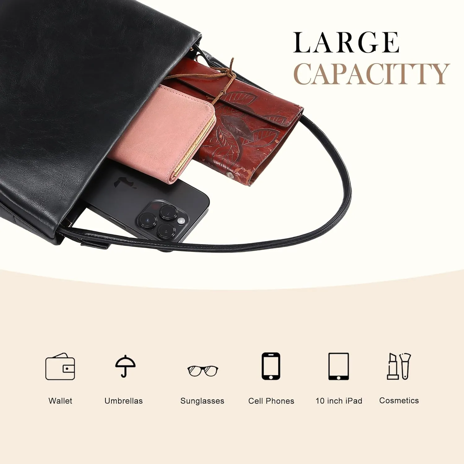 Women Handbags Faux Leather Shoulder Bag Small Vintage Classic Elegance Zipped Purse Clutch for All Occasions