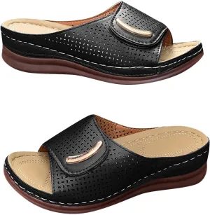 Women Low Wedge Arch Support Sandals Hollow Breathable Orthopedic Ladies Comfort Summer Slippers