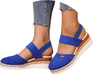 Women Sandals Solid Close Toe Wedge Heeled Sandal Casual Slip on Flats Beach Dress Slippers Comfortable Outdoor Shoes