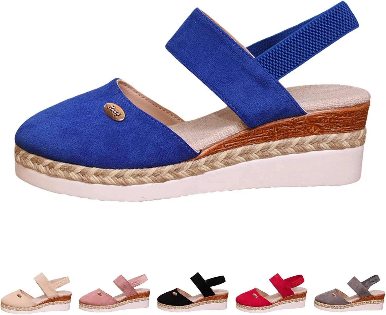 Women Sandals Solid Close Toe Wedge Heeled Sandal Casual Slip on Flats Beach Dress Slippers Comfortable Outdoor Shoes