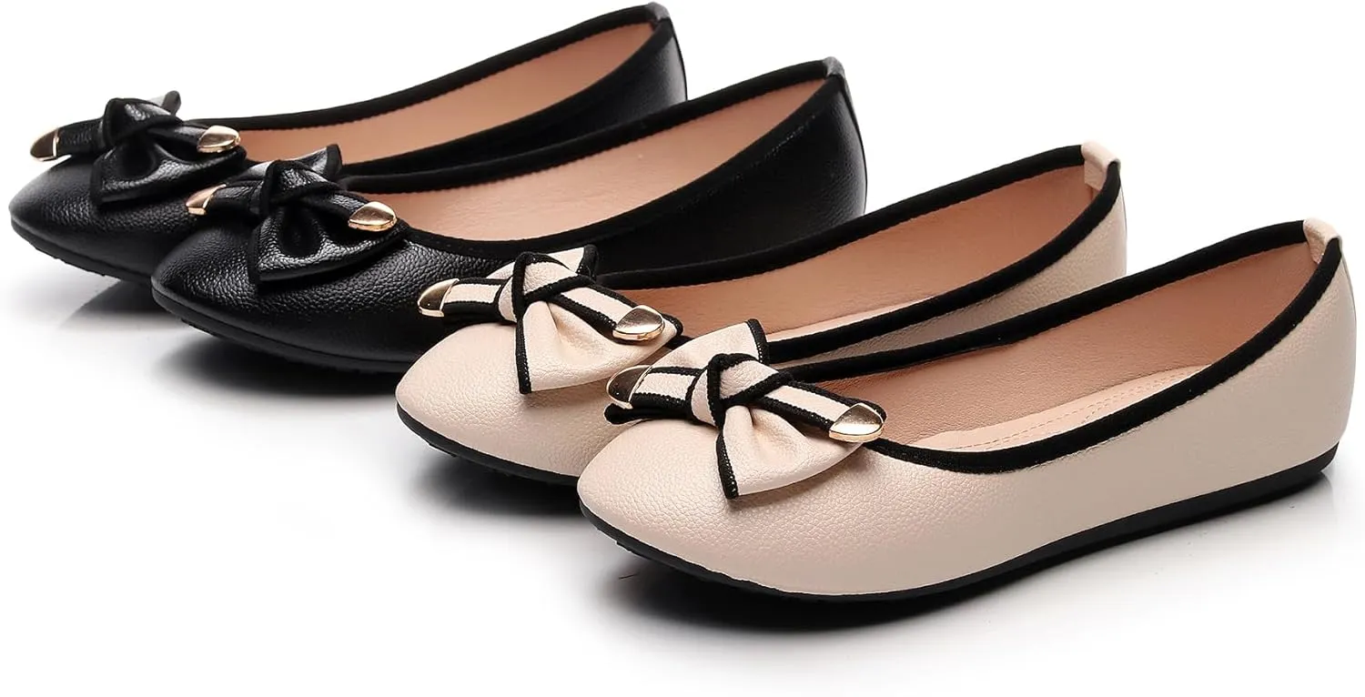 Women's Ballet Flat Shoes Fashion Bowknot Flats Round Toe Wedding Flats