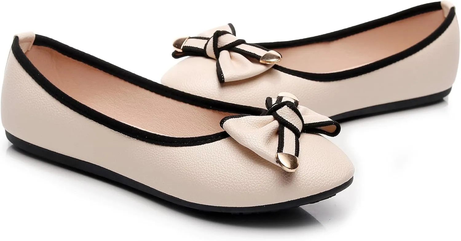 Women's Ballet Flat Shoes Fashion Bowknot Flats Round Toe Wedding Flats