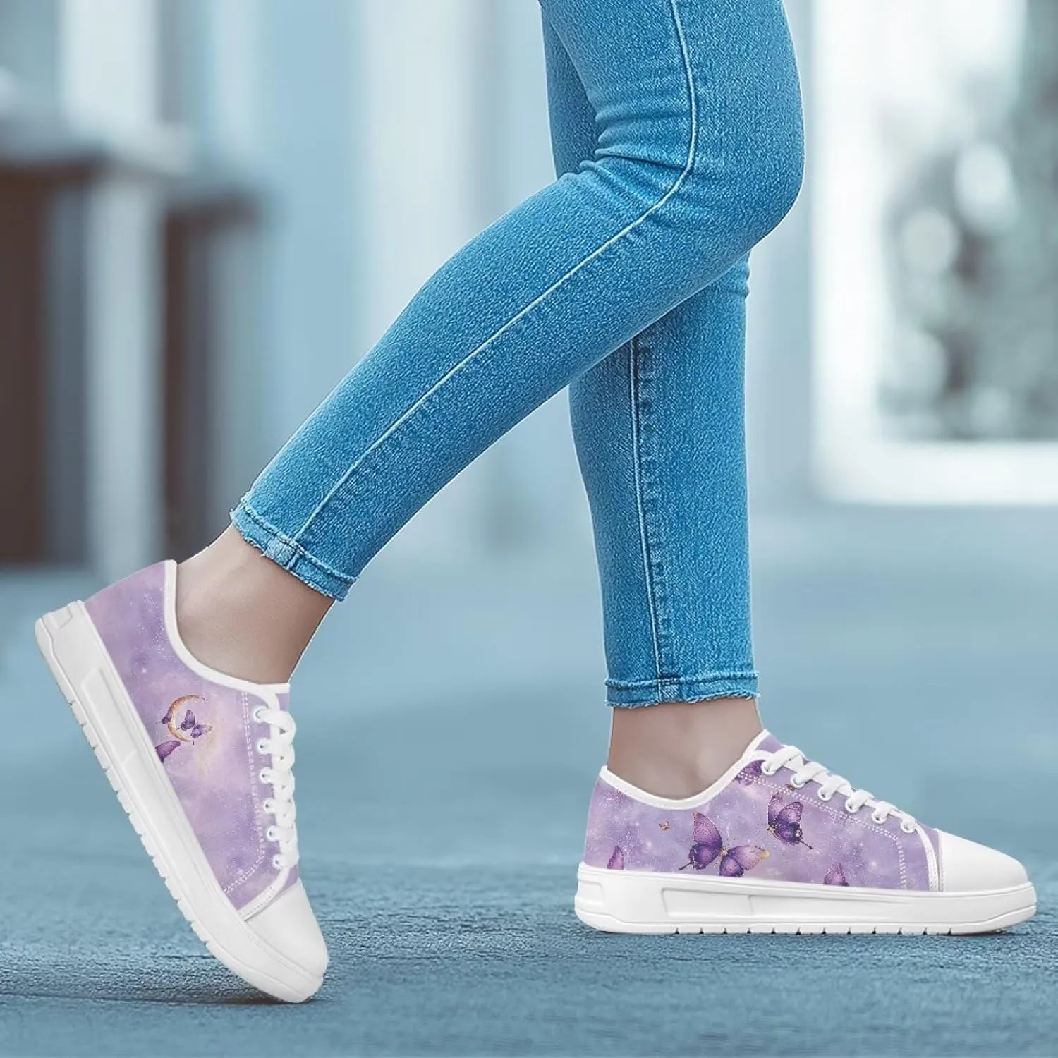 Womens Canvas Slip-On Shoes Lightweight Comfort Sneakers for Casual Wear Soft Cushioned Insole for Athletic Size 6-13.5 White Sole