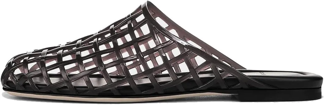 Women's Clear Jelly Slip-On Sandals PVC Mesh Summer Round Toe Beach Flats